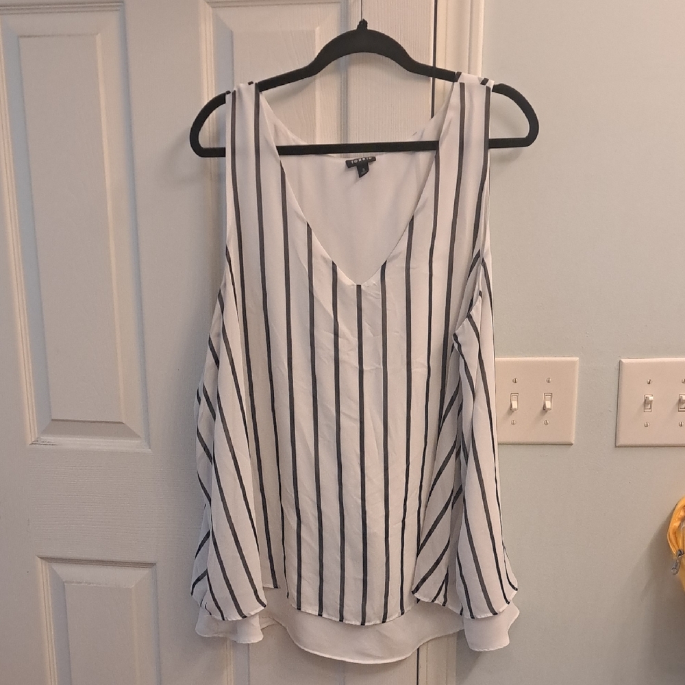 Torrid Black and White Striped Blouse